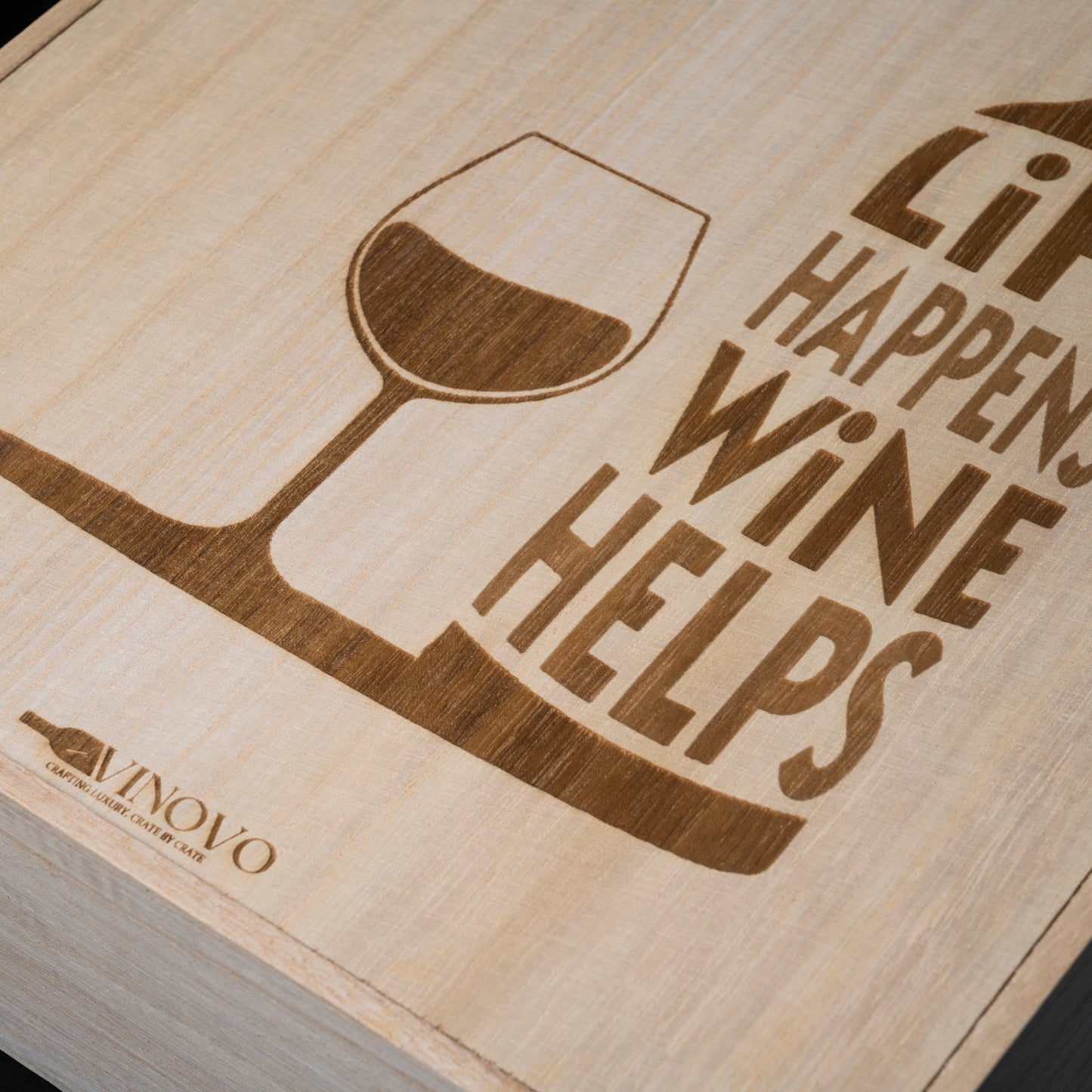 Laser Engraved Wooden Wine Crate for 2 Bottles of Wine
