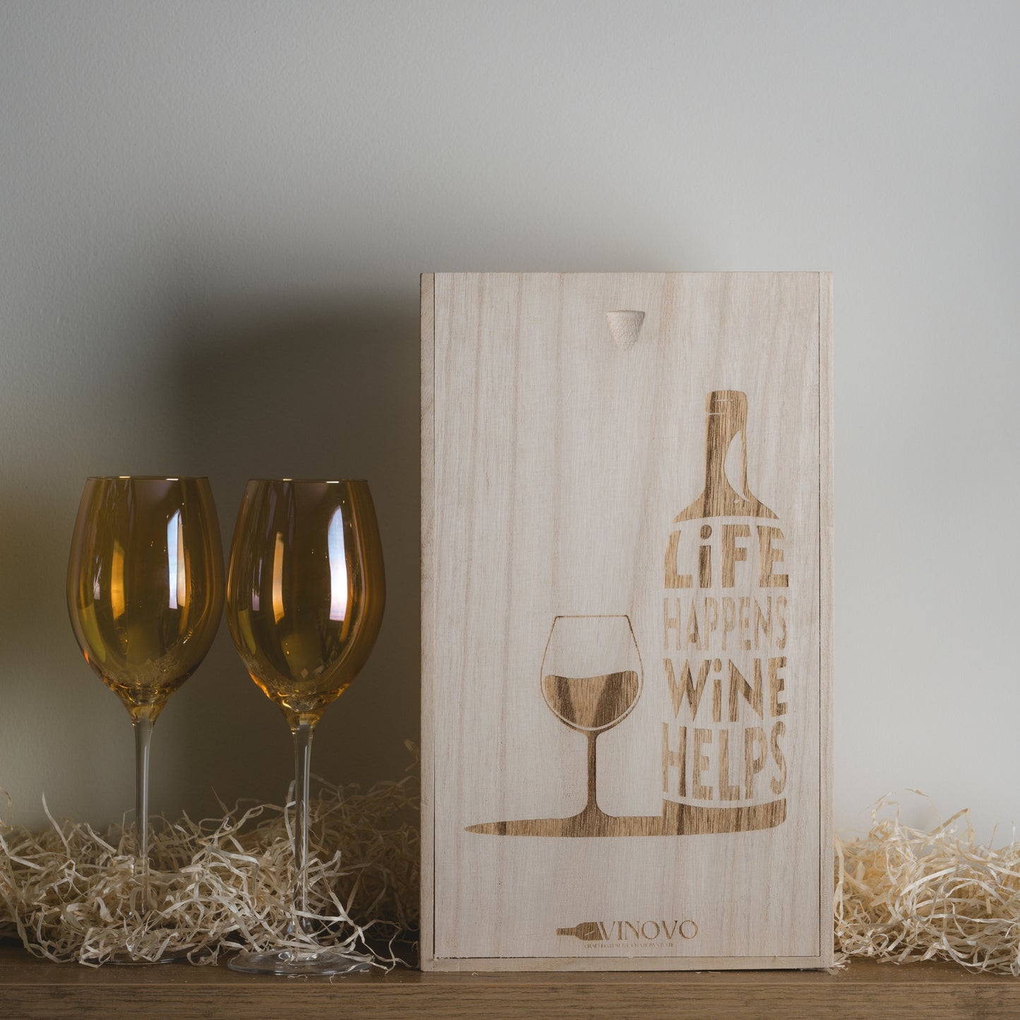Laser Engraved Wooden Wine Crate for 2 Bottles of Wine