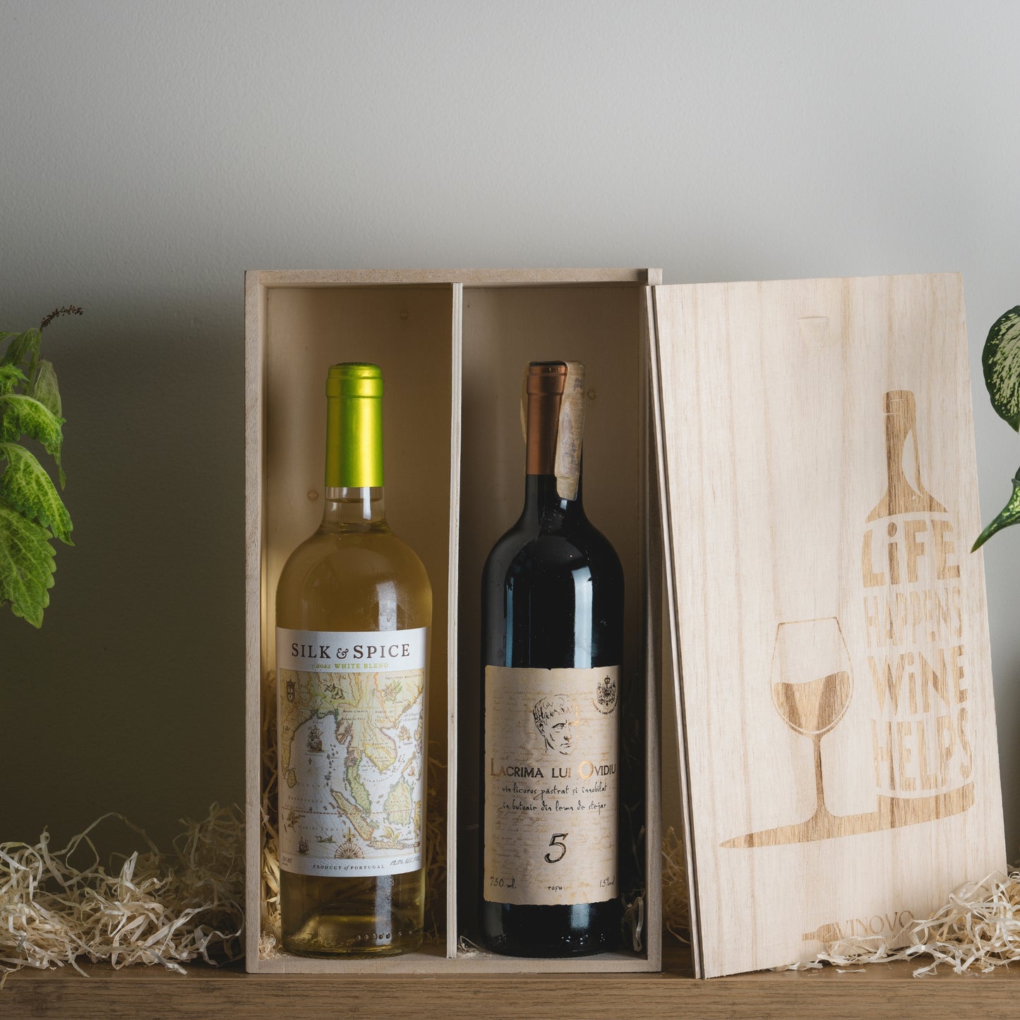 Laser Engraved Wooden Wine Crate for 2 Bottles of Wine