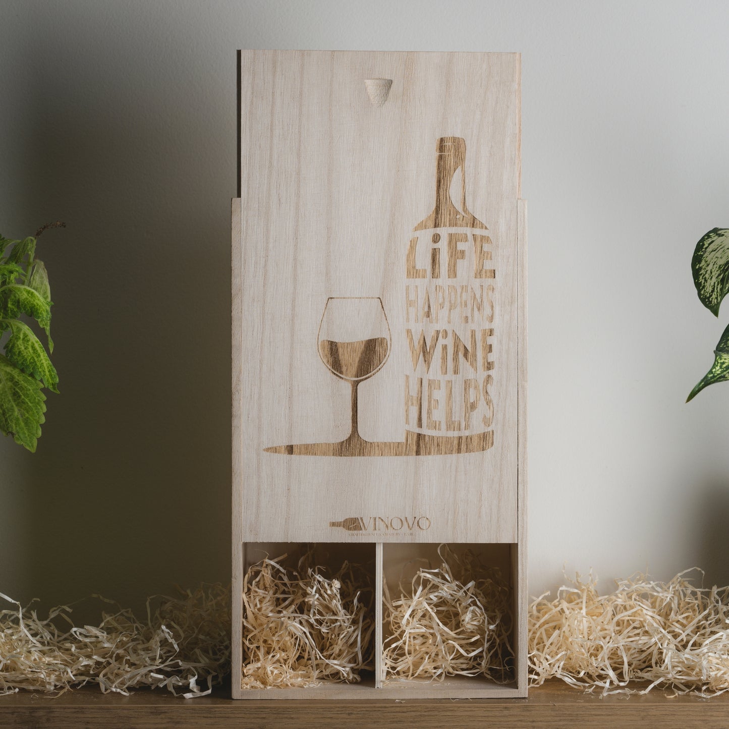 Laser Engraved Wooden Wine Crate for 2 Bottles of Wine