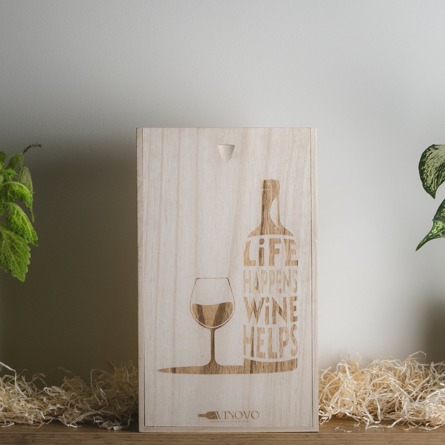 Laser Engraved Wooden Wine Crate for 2 Bottles of Wine