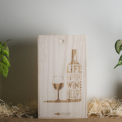Laser Engraved Wooden Wine Crate for 2 Bottles of Wine